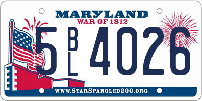 MD license plate 5BL4026