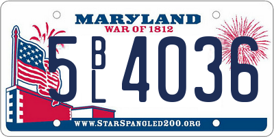 MD license plate 5BL4036