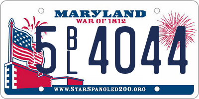 MD license plate 5BL4044