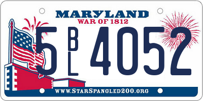 MD license plate 5BL4052