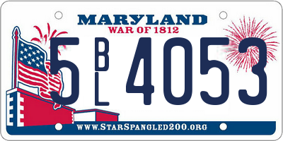 MD license plate 5BL4053