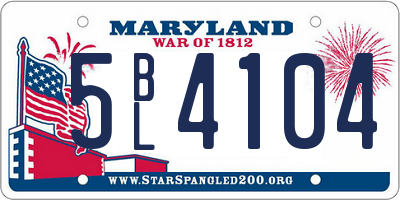 MD license plate 5BL4104