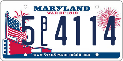 MD license plate 5BL4114