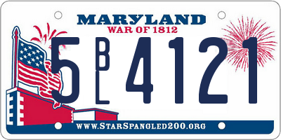 MD license plate 5BL4121