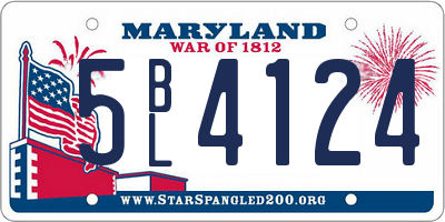 MD license plate 5BL4124