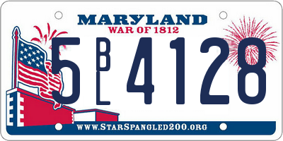 MD license plate 5BL4128