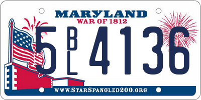 MD license plate 5BL4136