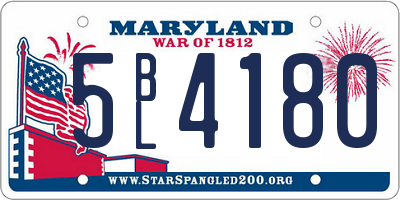 MD license plate 5BL4180