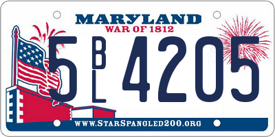 MD license plate 5BL4205