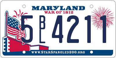 MD license plate 5BL4211