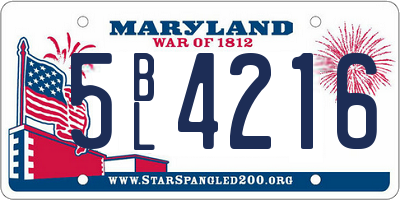 MD license plate 5BL4216