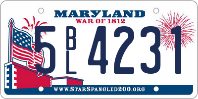 MD license plate 5BL4231