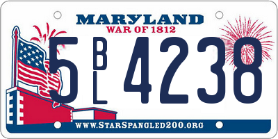 MD license plate 5BL4238