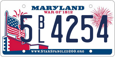 MD license plate 5BL4254