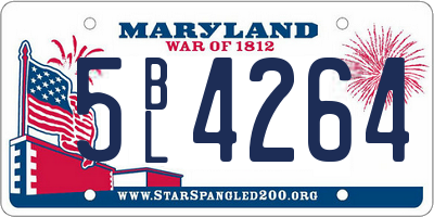 MD license plate 5BL4264