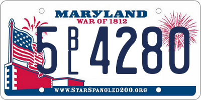 MD license plate 5BL4280