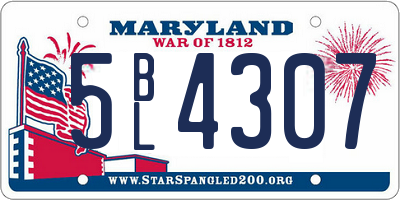 MD license plate 5BL4307