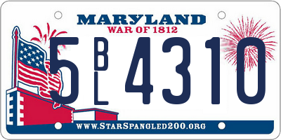 MD license plate 5BL4310