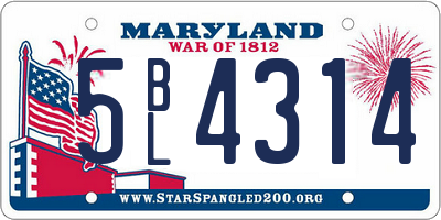 MD license plate 5BL4314