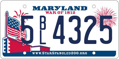 MD license plate 5BL4325