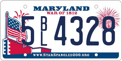 MD license plate 5BL4328