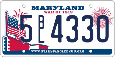 MD license plate 5BL4330