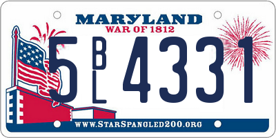 MD license plate 5BL4331
