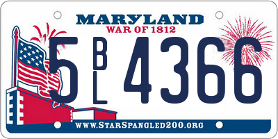 MD license plate 5BL4366