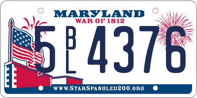 MD license plate 5BL4376
