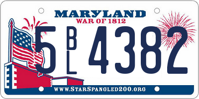 MD license plate 5BL4382