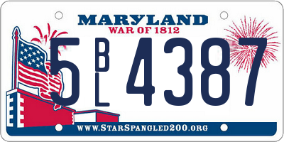 MD license plate 5BL4387