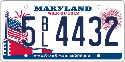 MD license plate 5BL4432