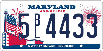 MD license plate 5BL4433