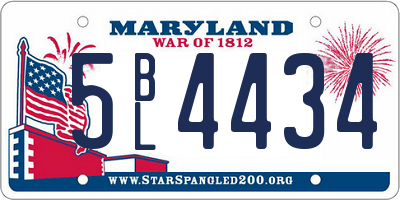 MD license plate 5BL4434