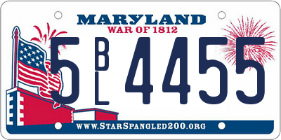 MD license plate 5BL4455