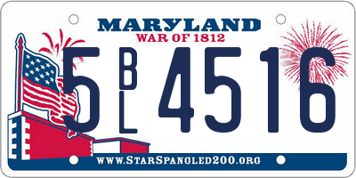 MD license plate 5BL4516