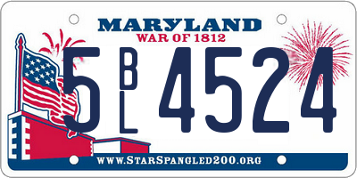 MD license plate 5BL4524