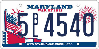 MD license plate 5BL4540