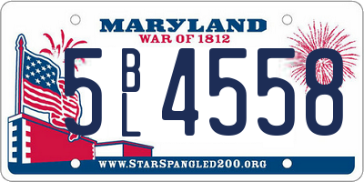 MD license plate 5BL4558