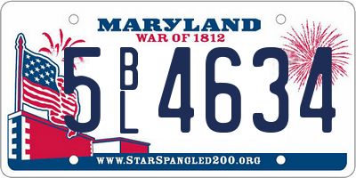 MD license plate 5BL4634