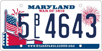 MD license plate 5BL4643