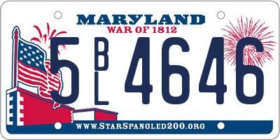 MD license plate 5BL4646