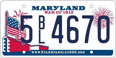 MD license plate 5BL4670