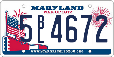 MD license plate 5BL4672