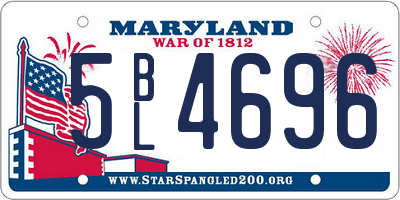 MD license plate 5BL4696