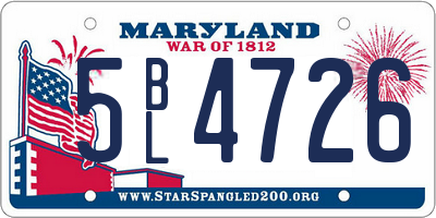 MD license plate 5BL4726