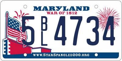 MD license plate 5BL4734