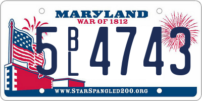 MD license plate 5BL4743