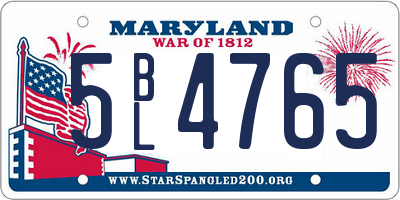 MD license plate 5BL4765
