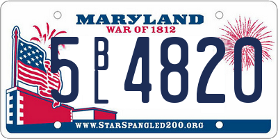 MD license plate 5BL4820